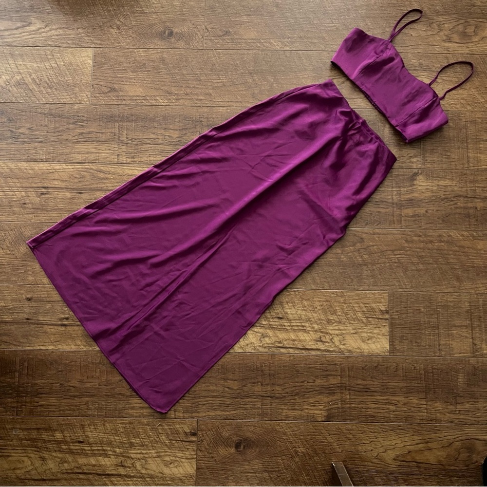 Purple Two-Piece Maxi Dress Skirt Set - Picture 2 of 5